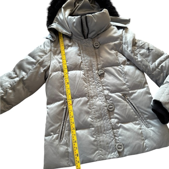 Women’s Zeroxposur Down Puffer Silver Jacket Removable Hood Size Small *read* - Picture 2 of 10